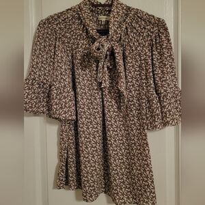 Max Studio Floral Blouse with Bow